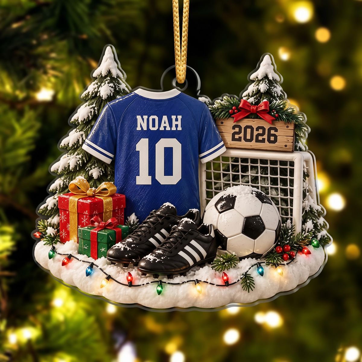 Personalized Soccer Uniform Christmas Ornament, Custom Soccer Gift With Name And Year