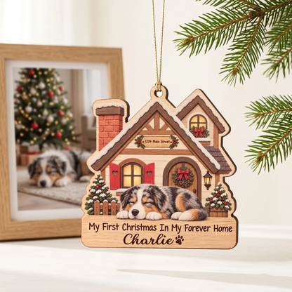 Personalized First Christmas In My Forever Home Pet Ornament With Custom Name & Address