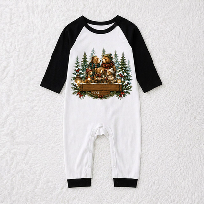 Cozy Bear Family Personalized Name And Year Family Christmas Pajamas