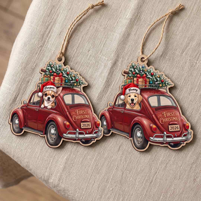 Personalized Dog First Christmas Ornament – Custom Pet Name Christmas Car Keepsake