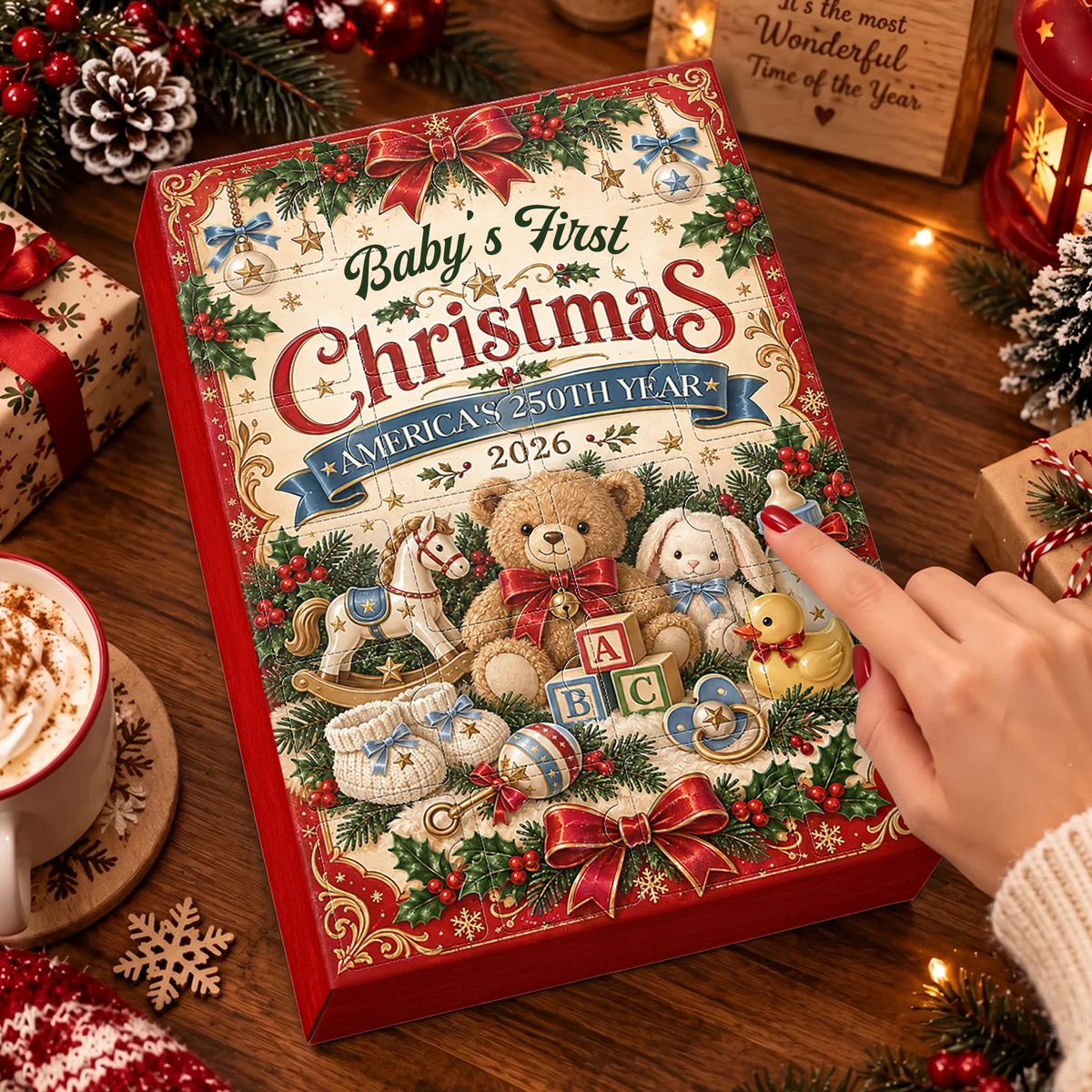 Baby’s First Christmas 2026 Advent Calendar, America’s 250th Year With 24 Acrylic Ornaments
