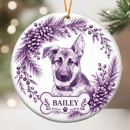 Custom Photo Pet Christmas Memorial, Dog Cat Christmas Photo, Pet Portrait Custom Name Gift - Personalized Ornament