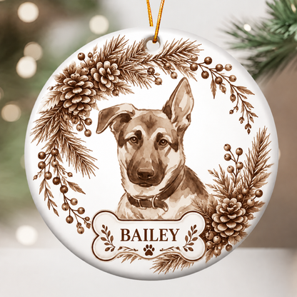 Custom Photo Pet Christmas Memorial, Dog Cat Christmas Photo, Pet Portrait Custom Name Gift - Personalized Ornament