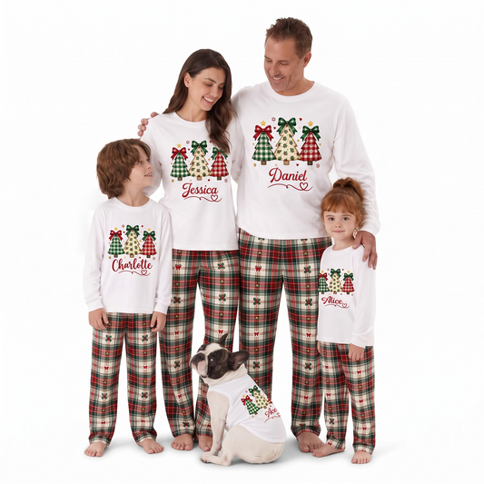 Elegant Personalized Christmas Tree Family Christmas Pajamas With Pet