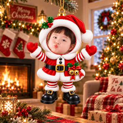 Cute Santa Baby Custom Face Christmas Ornament Personalized Photo Ornament