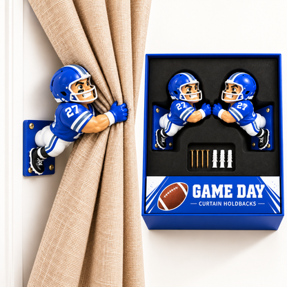 Personalized American Football Player Curtain Holdbacks – Set of 2 Resin Curtain Tiebacks, Football Fan Gift