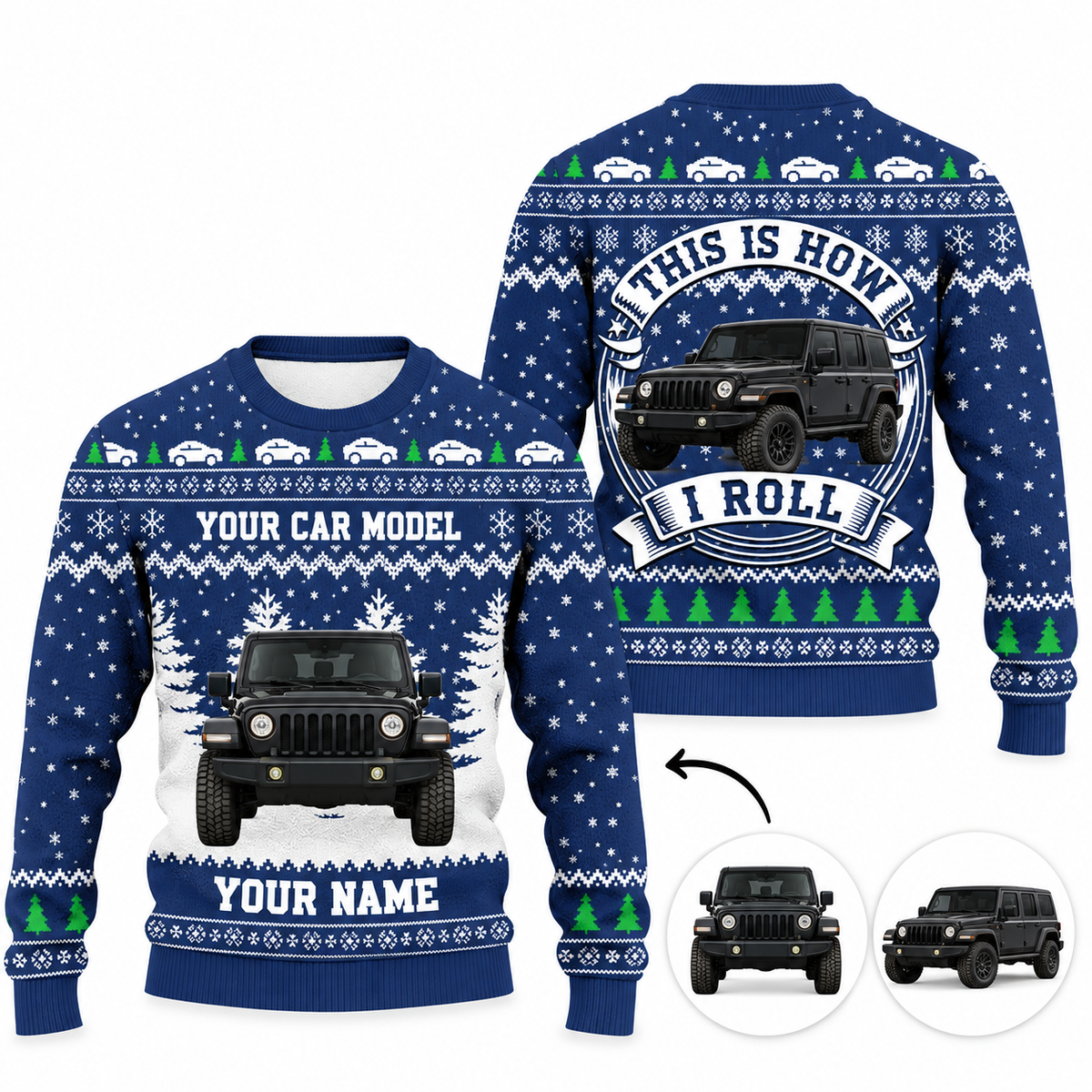 This Is How I Roll - Personalized Photo Car Ugly Sweater