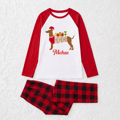 Cute Dachshund Santa Christmas Matching Family Pajamas With Pet