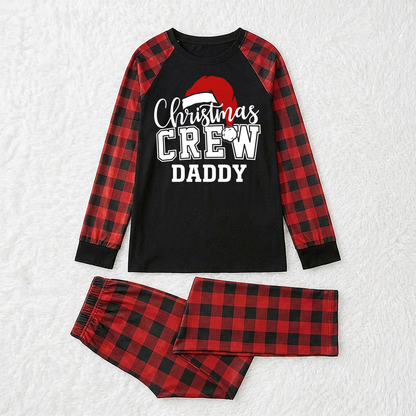 Festive Custom Name Christmas Crew Family Matching Pajamas With Pet
