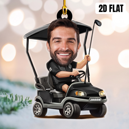 Personalized Golfer Photo 2D Flat Acrylic Ornament, Golf Gift