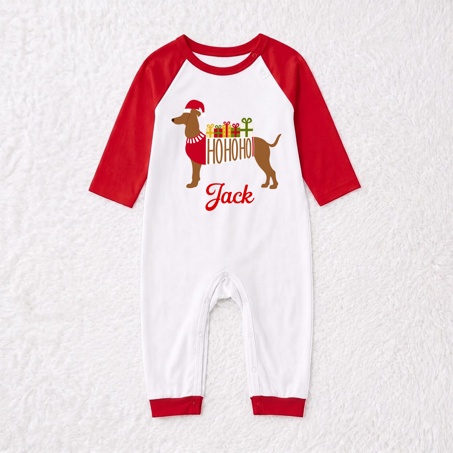 Cute Dachshund Santa Christmas Matching Family Pajamas With Pet