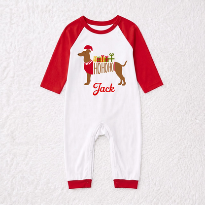 Cute Dachshund Santa Christmas Matching Family Pajamas With Pet