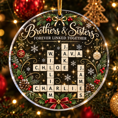 Heartwarming Personalized Family Names Crossword Christmas Ornament