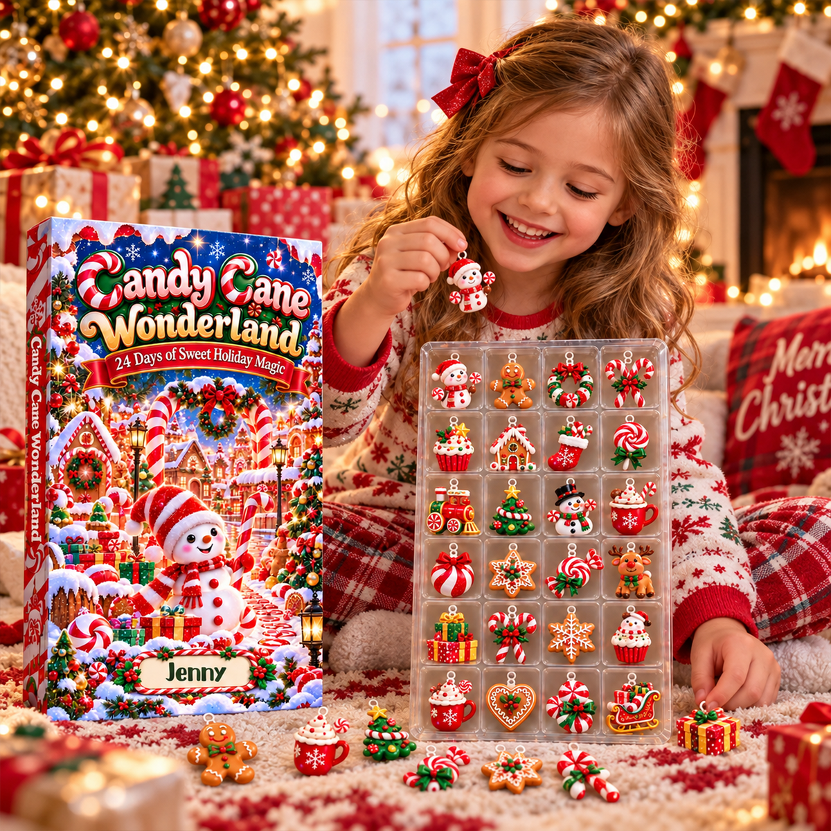 Candy Cane Wonderland Advent Calendar 2026, 24 Piece Candy Cane Ornament Set, Blind Box Advent Calendar