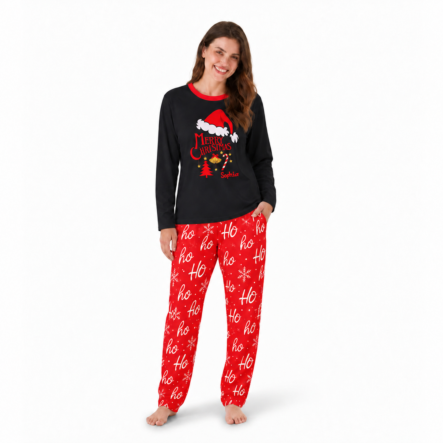 Custom Name Merry Christmas Family Matching Pajamas With Pet