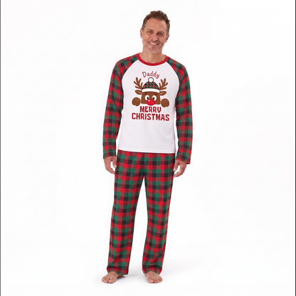 Custom Name Reindeer Family Matching Christmas Pajamas With Pet