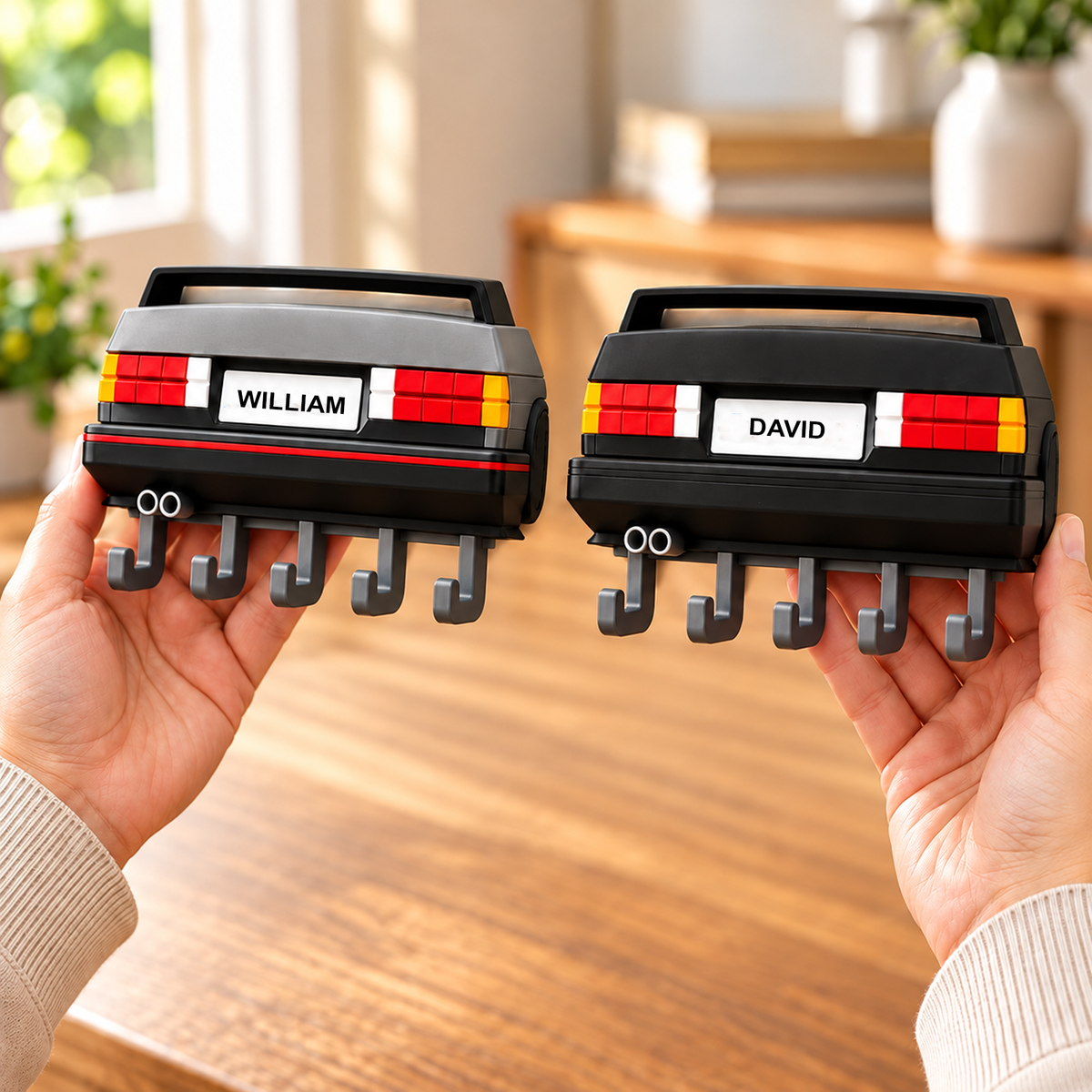 Personalized Retro Car Key Holder – 3D Printed Wall Key Rack, Custom Name Car Lover Gift