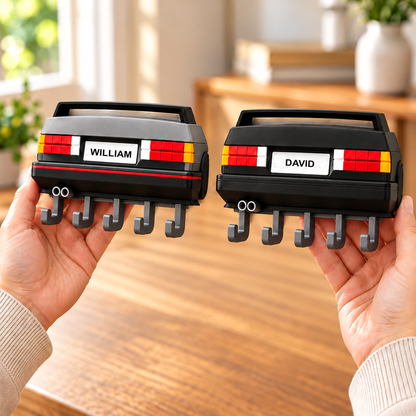 Personalized Retro Car Key Holder – 3D Printed Wall Key Rack, Custom Name Car Lover Gift