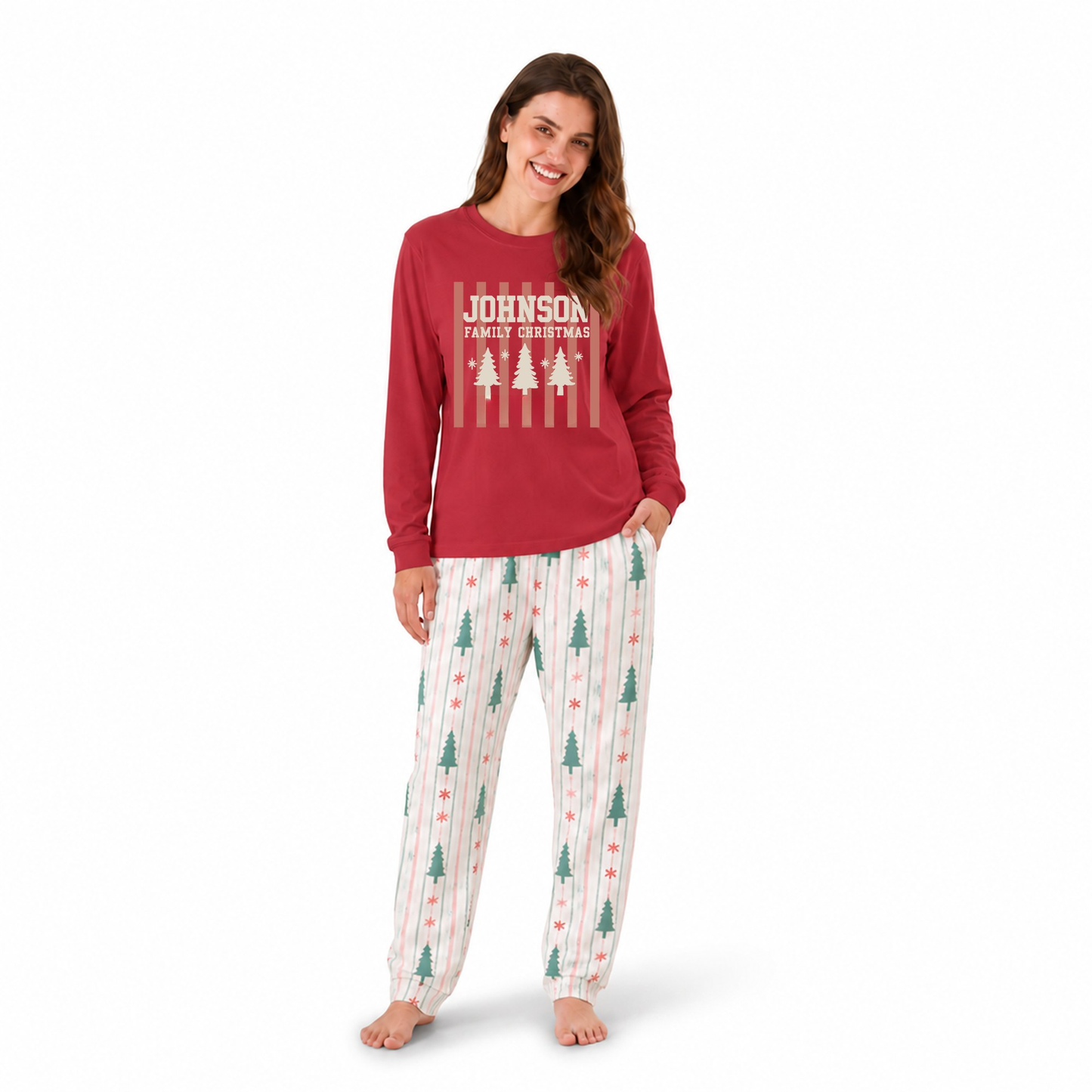 Cozy Personalized Family Name Christmas Tree Family Christmas Pajamas With Pet