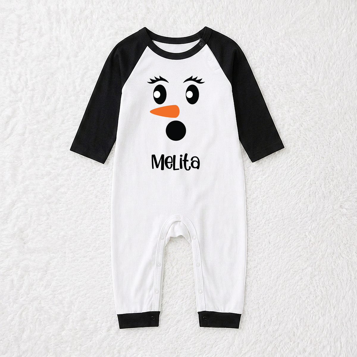 Cute Snowman Face Matching Family Christmas Pajamas With Custom Name