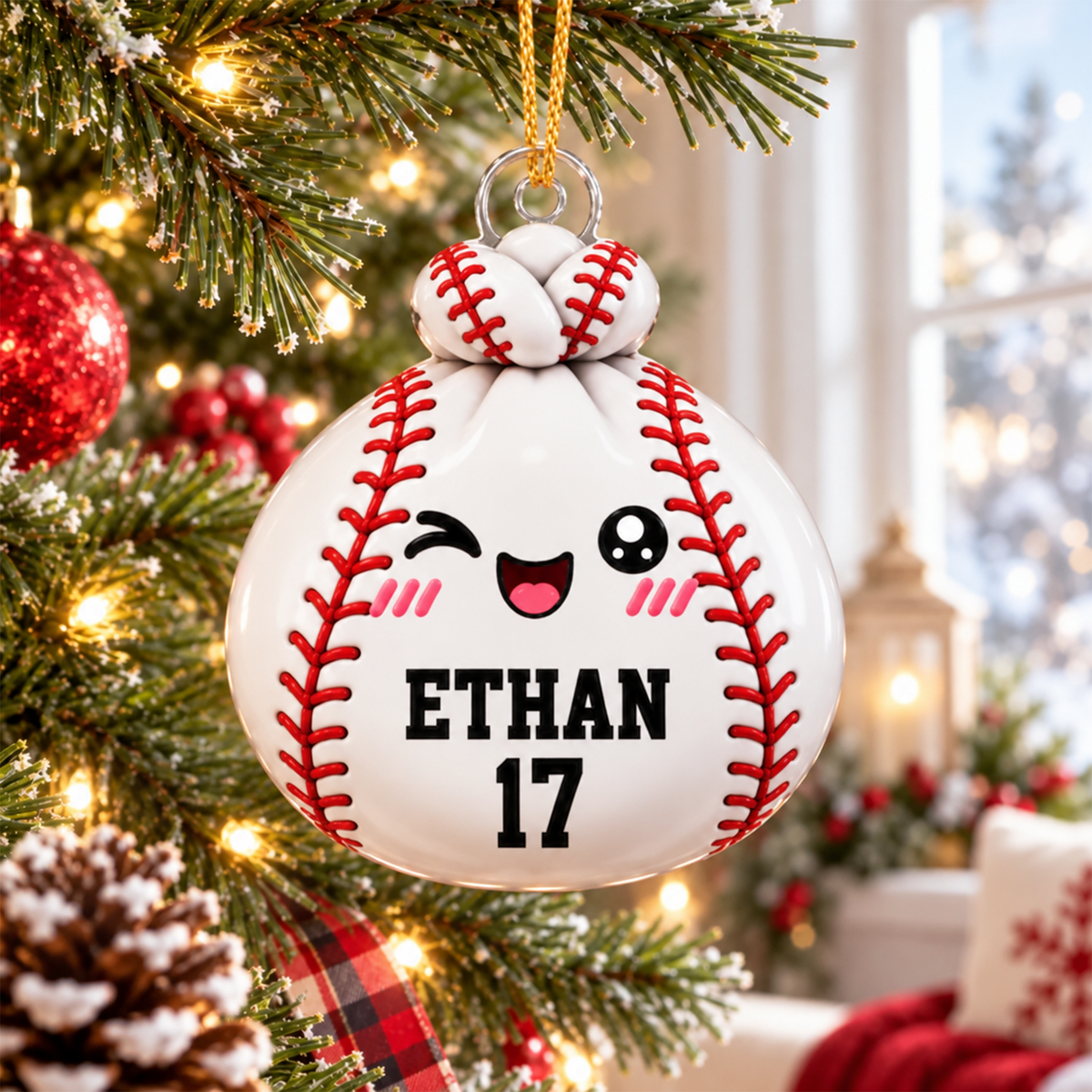Personalized Sports Dumpling Ornament, Custom Name Dim Sum Acrylic Christmas Gift