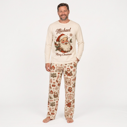 Custom Name Santa Claus Family Matching Christmas Pajamas With Pet