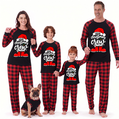 Custom Name Christmas Crew Family Matching Christmas Pajamas With Pet