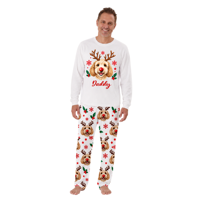 Cute Dog Lover Reindeer Matching Family Christmas Pajamas