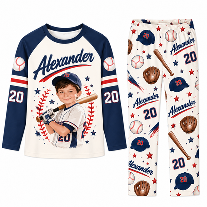 Personalized Baseball Player Photo Pajamas Set