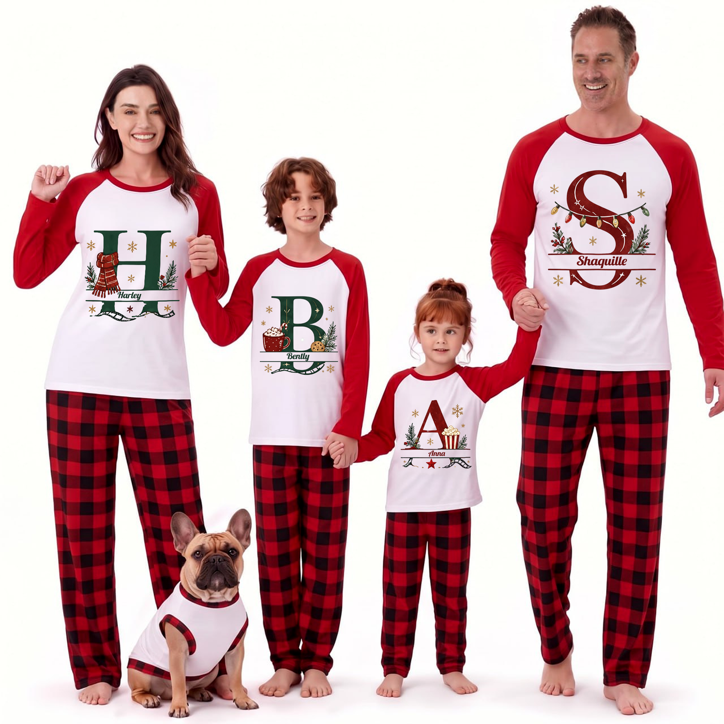 Festive Personalized Christmas Movie Night Initial Family Christmas Pajamas