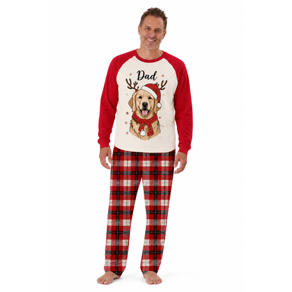 Custom Name Cute Golden Retriever Christmas Matching Family Christmas Pajamas