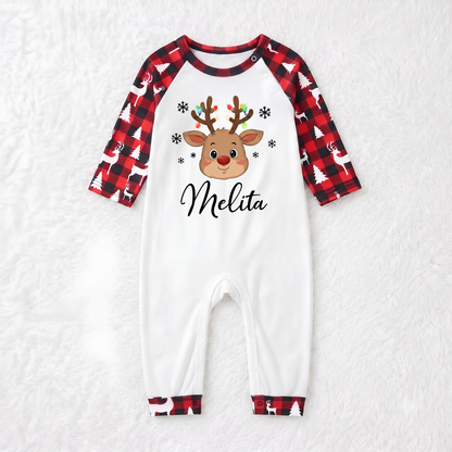 Custom Name Reindeer Christmas Matching Family Sleepwear Christmas