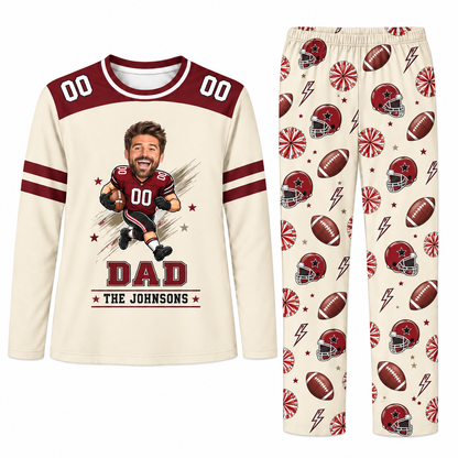 Funny Custom Face Football Jersey Personalized Family Christmas Pajamas