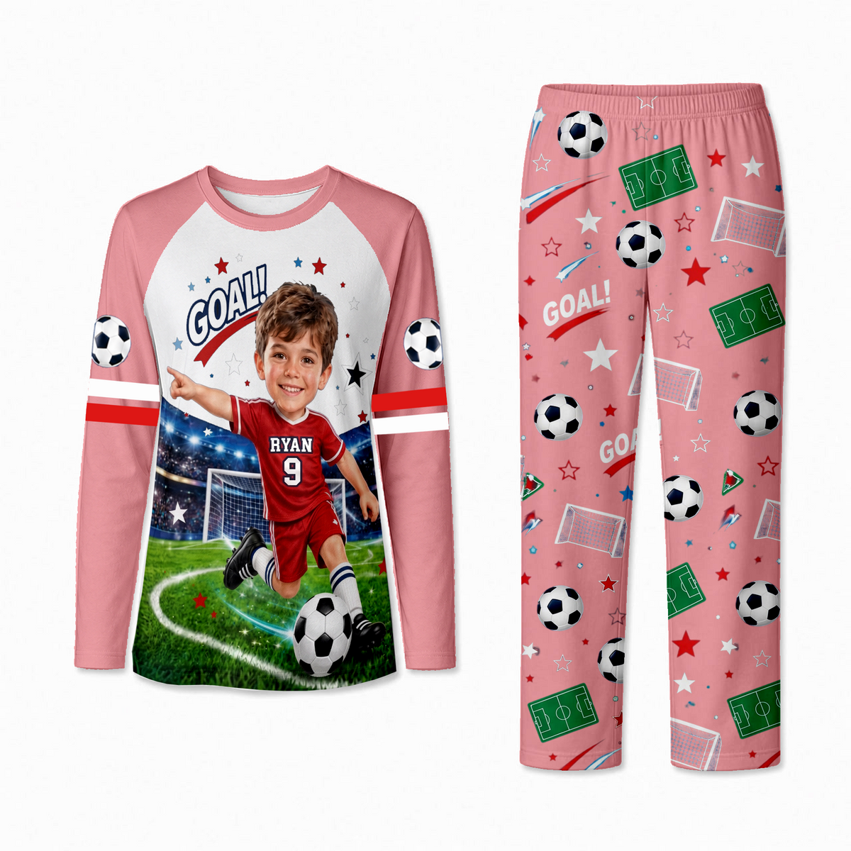 Personalized Soccer Matching Family Pajamas, Soccer Goal Pajama Set