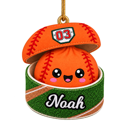 Personalized Baseball Softball Christmas Ornament With Custom Name And Number