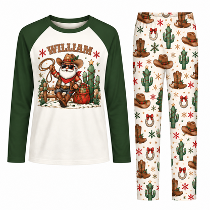 Western Santa Christmas Matching Family Pajamas