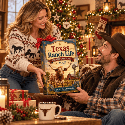 Personalized Texas Ranch Life Christmas Advent Calendar 2026 – 24 Acrylic Ornaments