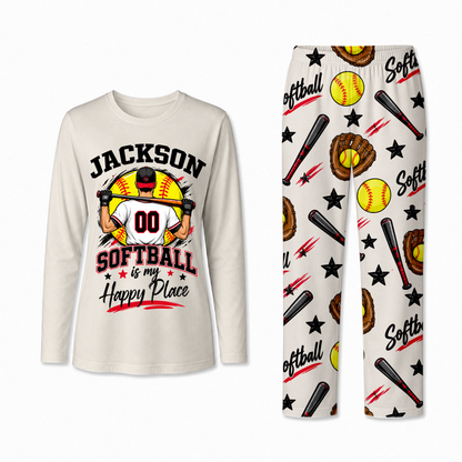 Personalized Softball Pajamas Custom Name and Number Family Matching Pajama