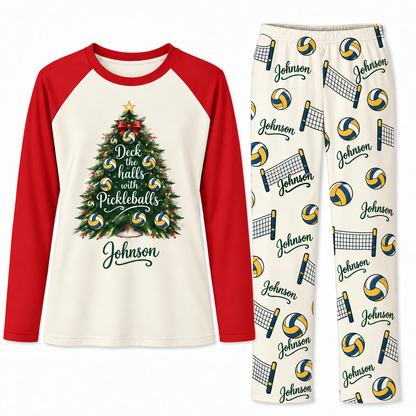 Personalized Name Volleyball Christmas Tree Family Christmas Pajamas