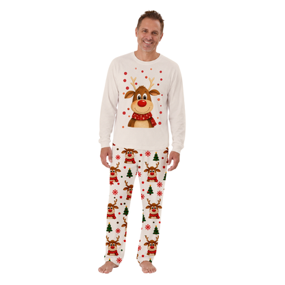 Cute Reindeer Family Matching Christmas Pajamas With Pet