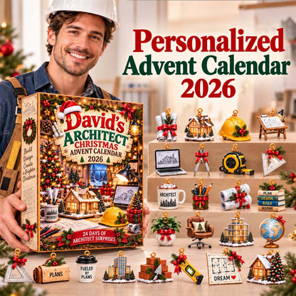 Personalized Architect Christmas Advent Calendar 2026 – 24 Architecture Ornaments