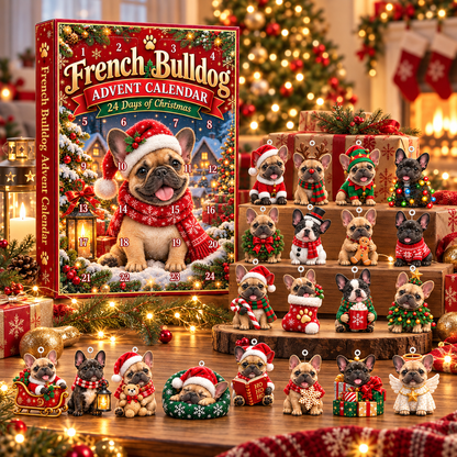 Cute French Bulldog Christmas Advent Calendar, 24 Days Frenchie Holiday Countdown Gift