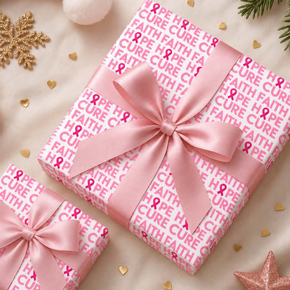 Pink Breast Cancer Awareness Ribbon Personalized Wrapping Paper
