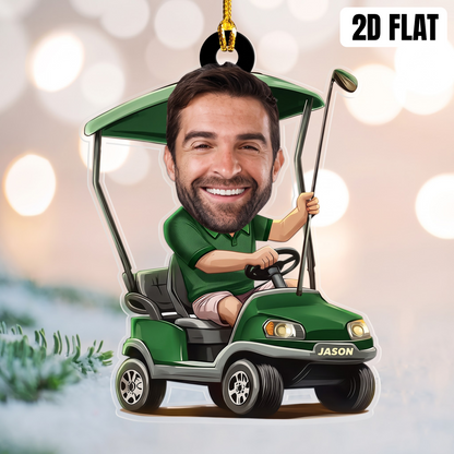 Personalized Golfer Photo 2D Flat Acrylic Ornament, Golf Gift