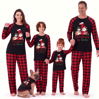 Cozy Christmas Santa Snowman Family Matching Christmas Pajamas With Pet