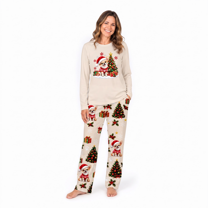 Cute Chihuahua Christmas Tree Custom Name Family Matching Christmas Pajamas