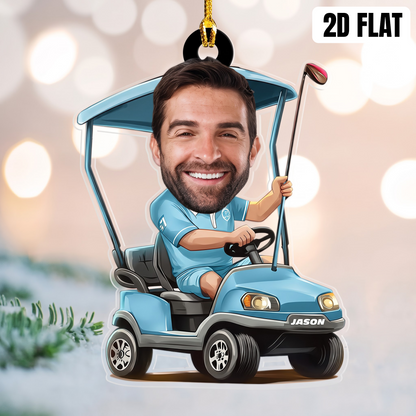 Personalized Golfer Photo 2D Flat Acrylic Ornament, Golf Gift