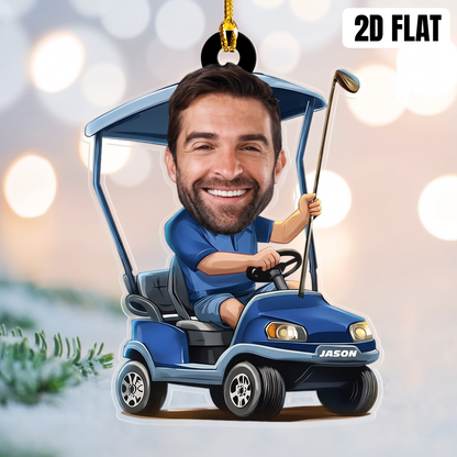 Personalized Golfer Photo 2D Flat Acrylic Ornament, Golf Gift