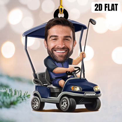 Personalized Golfer Photo 2D Flat Acrylic Ornament, Golf Gift