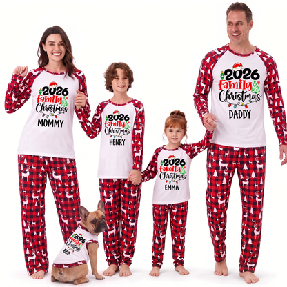 Festive Reindeer Christmas Family Matching Pajamas With Pet